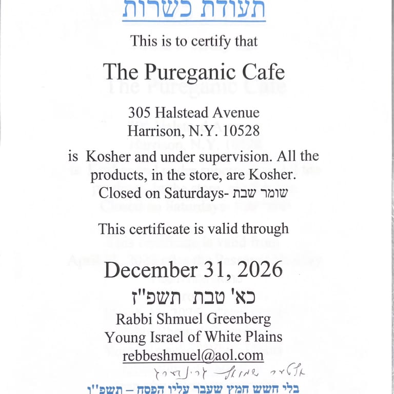 We Are Certified Orthodox Kosher