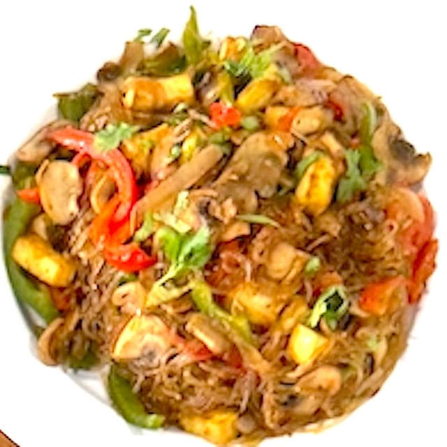 Warm Stir Fried Noodle Bowl.